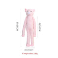 Large pink and yellow plush dog toy with squeaker and crinkle sounds for golden retriever sized breeds
