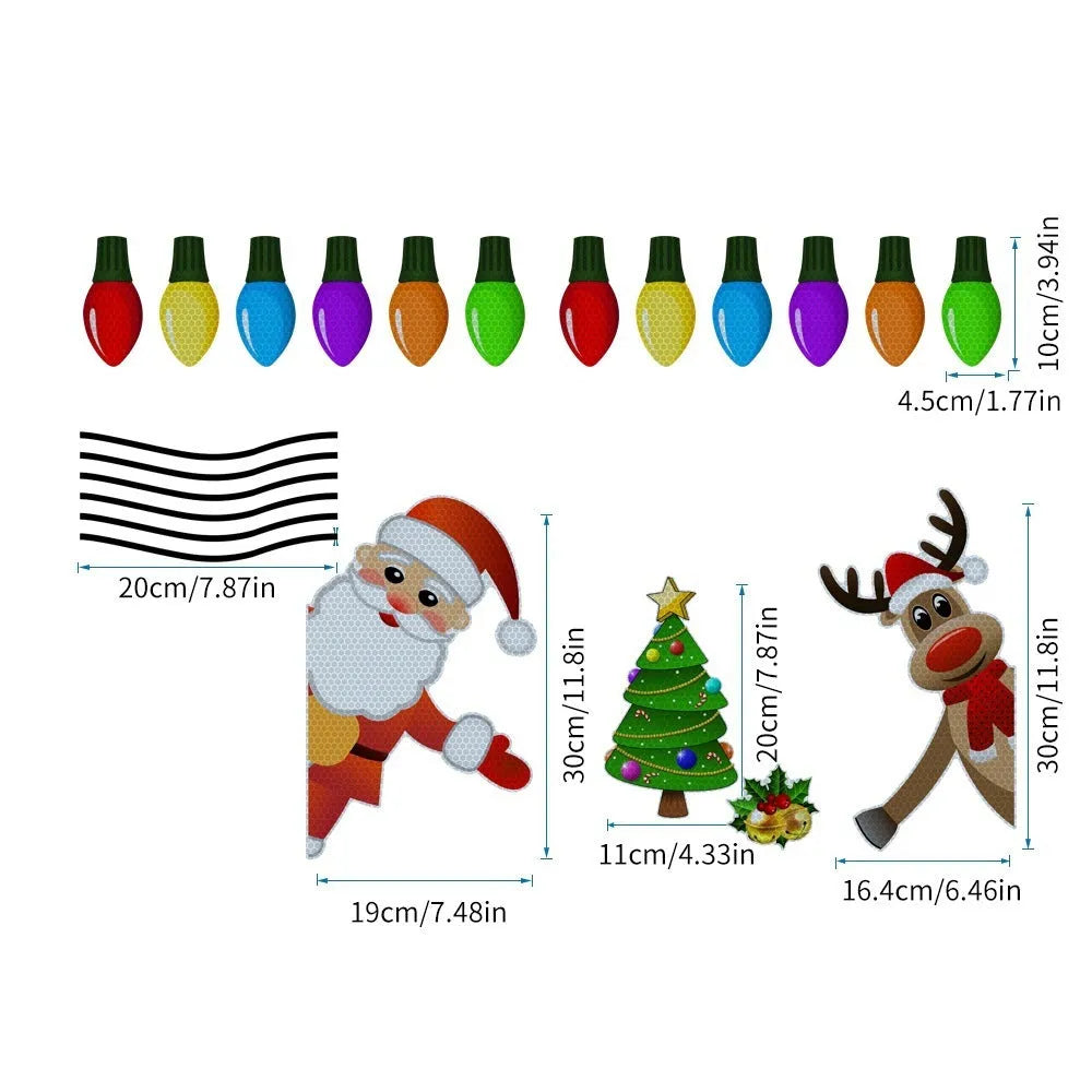Medium Christmas elk magnetic car sticker with reflective threads