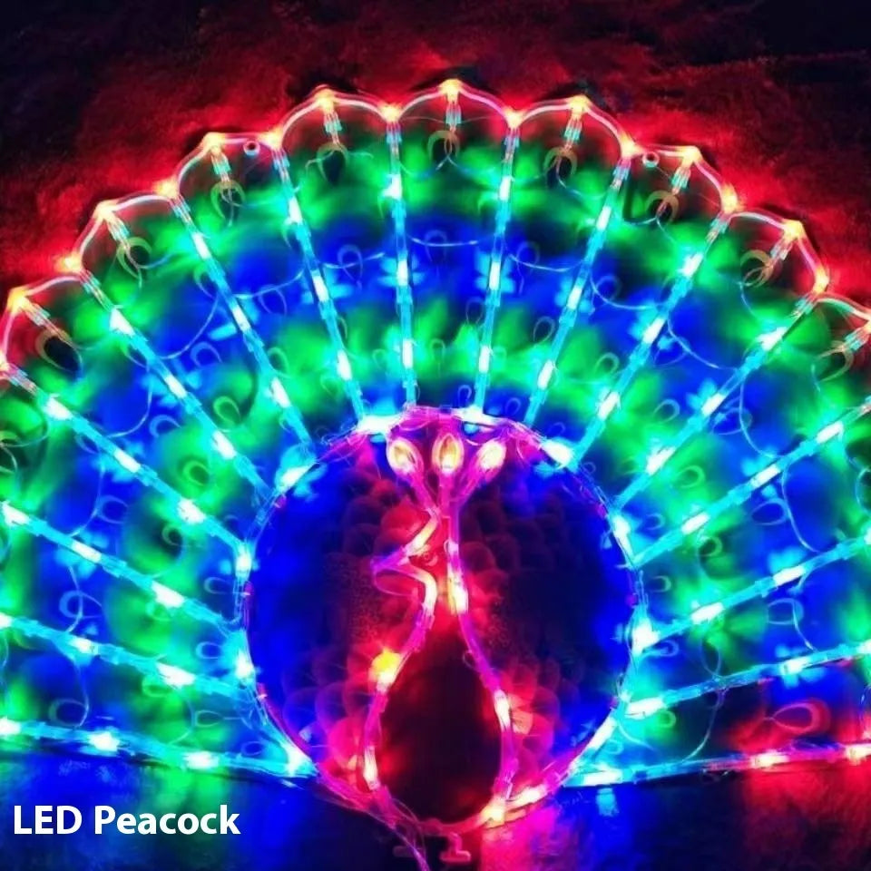 Christmas outdoor decorative string lights with peacock lamp, love, sunflower and star shapes