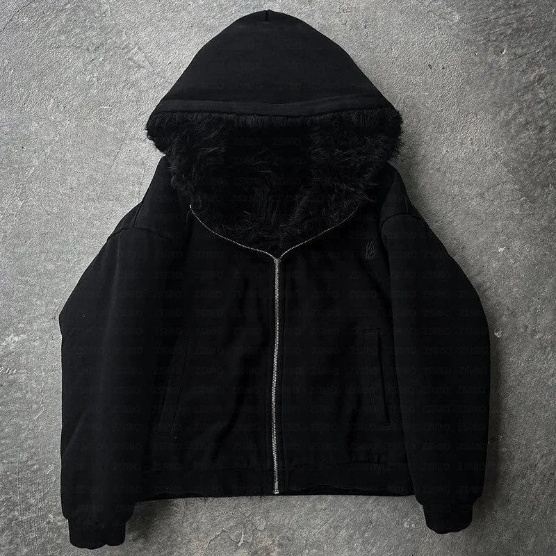 Casual baggy coat cardigan in black or white with long sleeves and loose fit