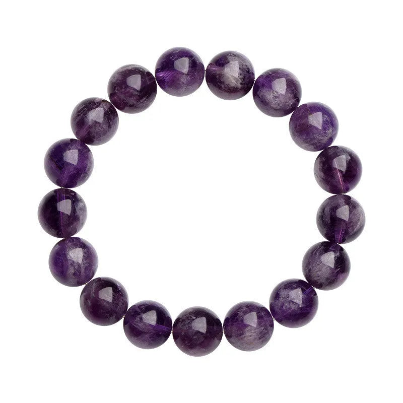Natural Feather Amethyst crystal bracelet in Snow Mountain Purple with geometric and Ruyi beads