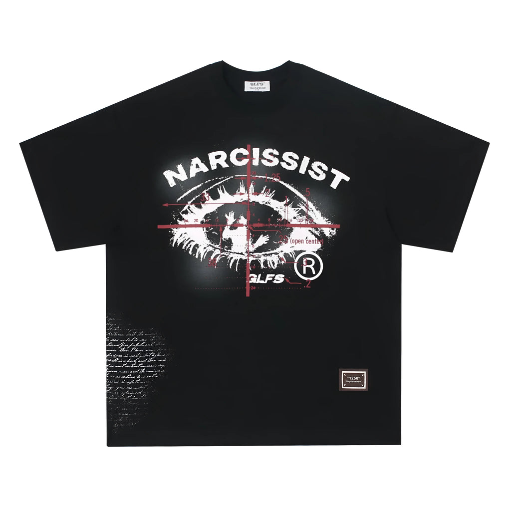 American retro hip hop gothic T-shirt in pure cotton with letter pattern design