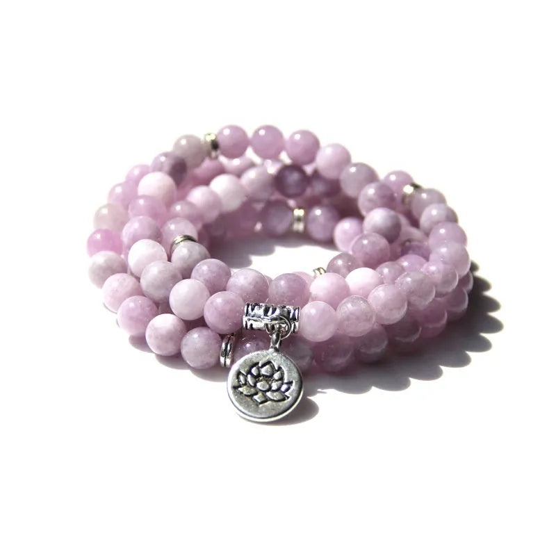 Vintage natural stone bracelet for women featuring a lotus design on a geometric setting.