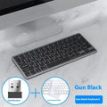 Ultra-thin wireless keyboard and mouse suit in black, grey, or silver with rechargeable Bluetooth connectivity
