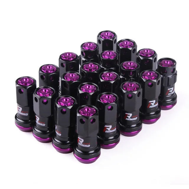 Aluminium alloy universal flat head wheel nut in various colours including black red and colour gold