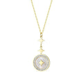 Women's titanium steel hexagonal star necklace with O-ring chain in gold or rose gold
