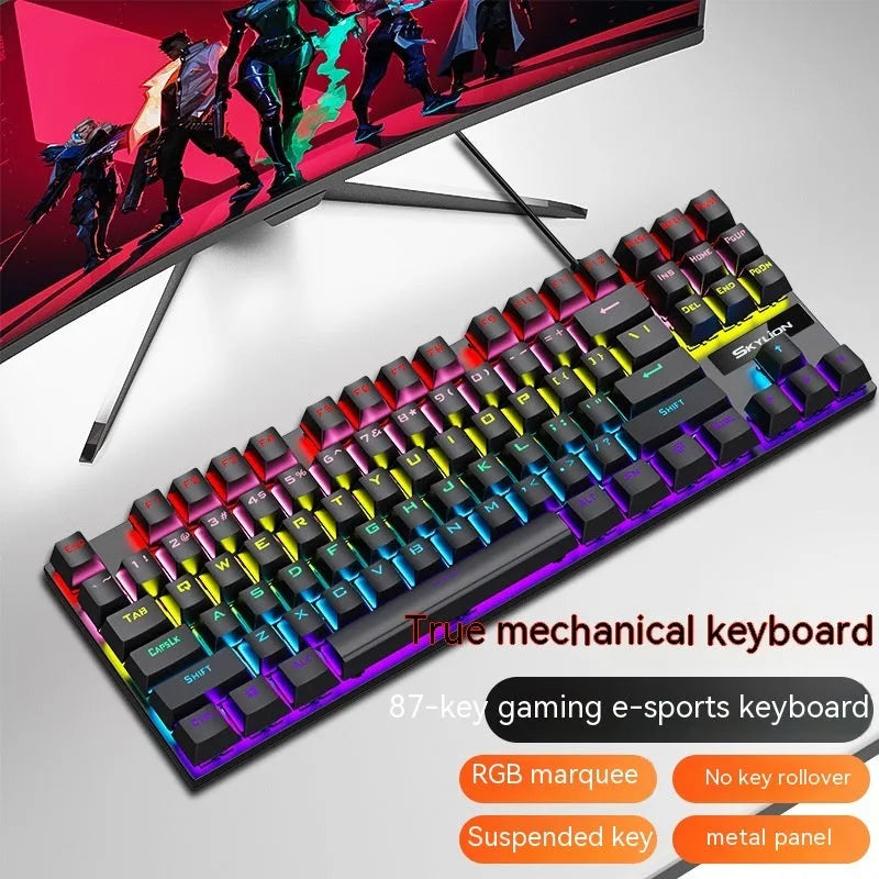 K87 mechanical wired keyboard with metal construction in selected colour with green axis or red axis switches