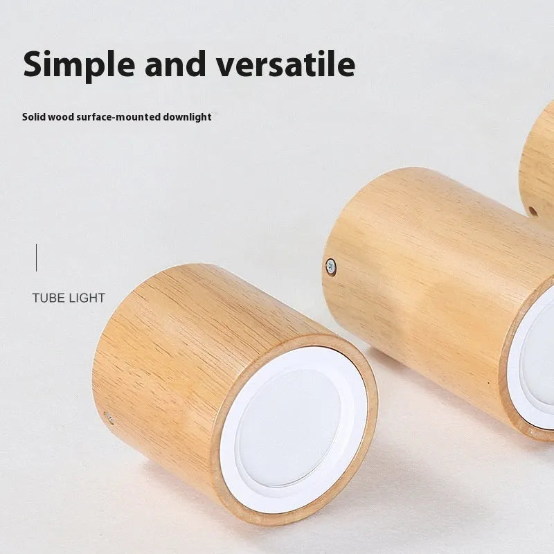 Modern simple solid wood surface mounted downlight in square or round shape for corridor or entrance.