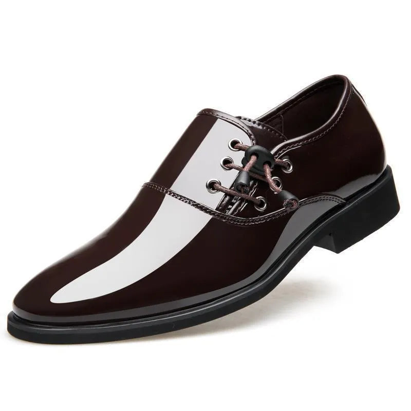 Men's black and brown formal business shoes with artificial PU upper and rubber sole