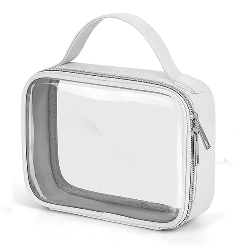 Transparent PVC lipstick storage wash bag with chain handle in multiple colour options