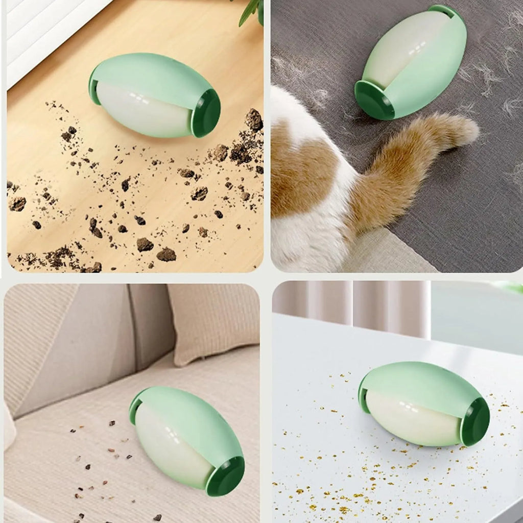 Green washable gel lint roller ball for pet hair removal on fabric