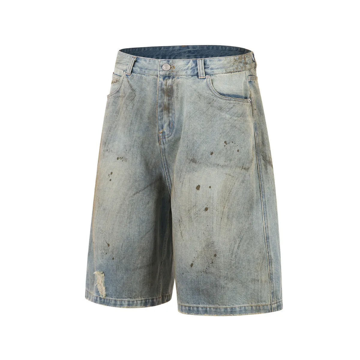 Pu Shuai washed blue cropped straight-leg denim jeans with zipper fly opening