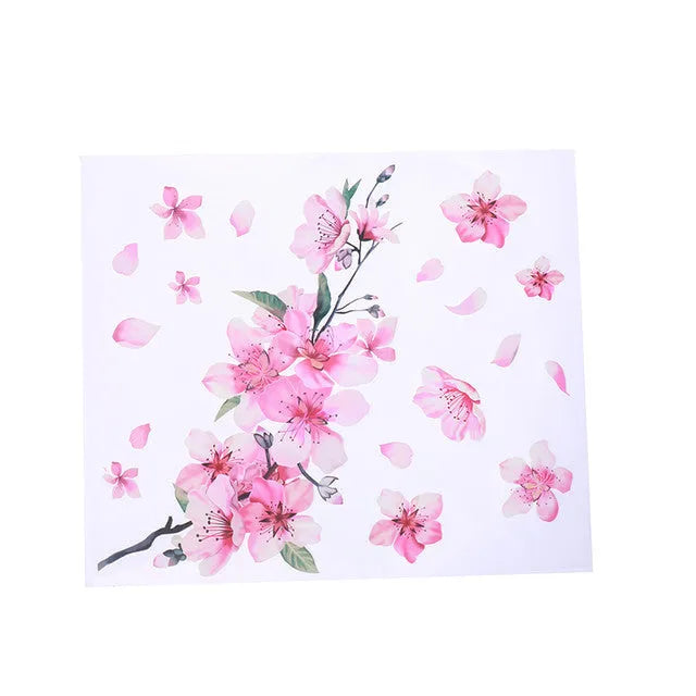 Cherry blossom flower car stickers in two different sizes on transparent background
