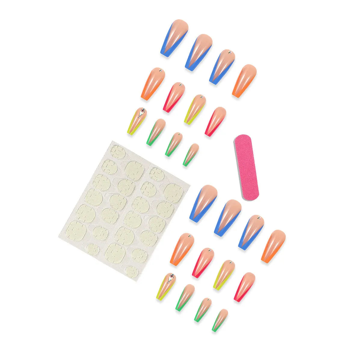 BKS3037 diamond colour French nail tips with cartoon love cross heart pattern design