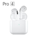 Pro4 White wireless Bluetooth in-ear sports headset with binaural design.