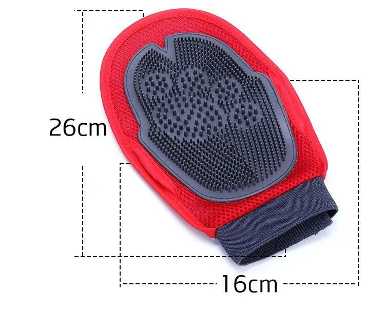 Dog fur grooming massage brush with soft 3D gridding fabric, black, measuring 26 by 16 centimetres