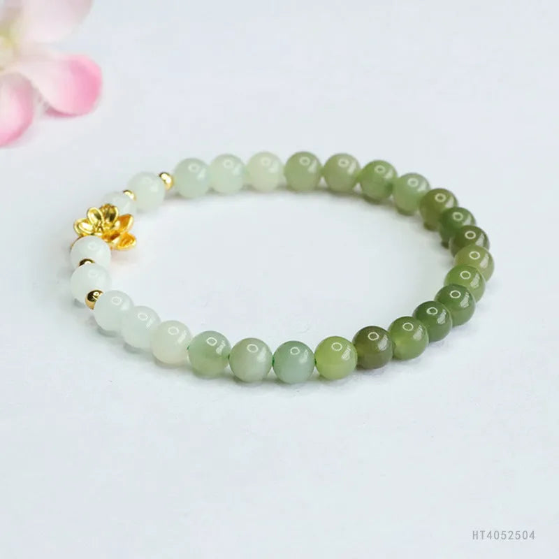 Ancient style water gradient bracelet with 6mm round beads on 17cm hand-woven band