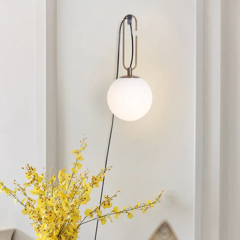 Nordic style modern glass wall lamp offering white, warm, or neutral light colour options.