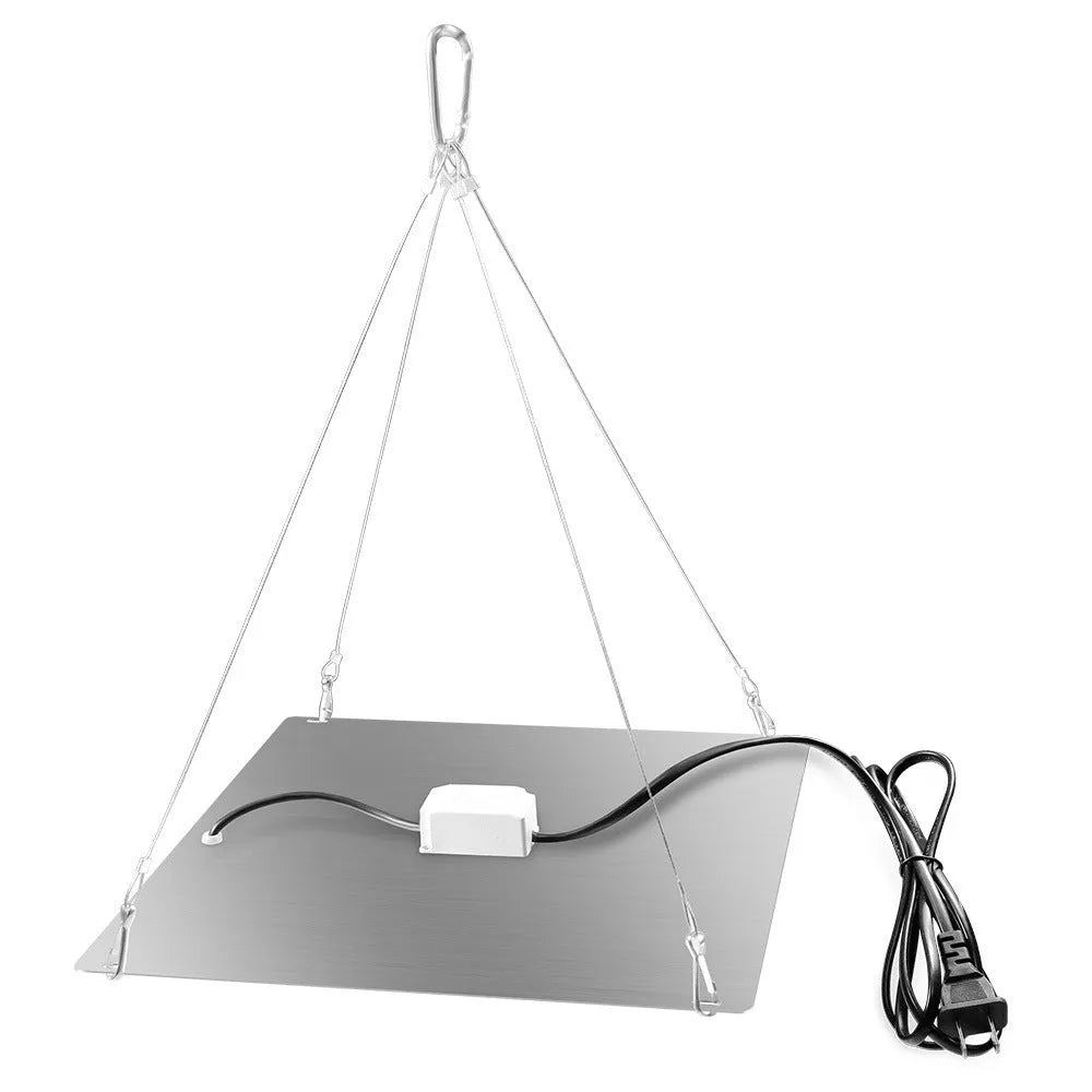 Aluminium D-section plant growing light with LED beads, shown with a hook for overhead mounting.