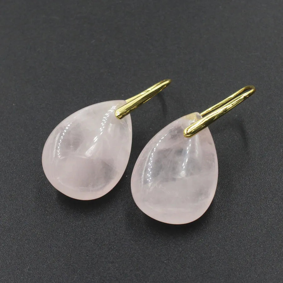 Geometric water drop earrings with crystal gemstones in various colour options on electroplated metal settings