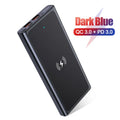 10000mAh wireless power bank with alloy shell black blue fast charging built-in plug