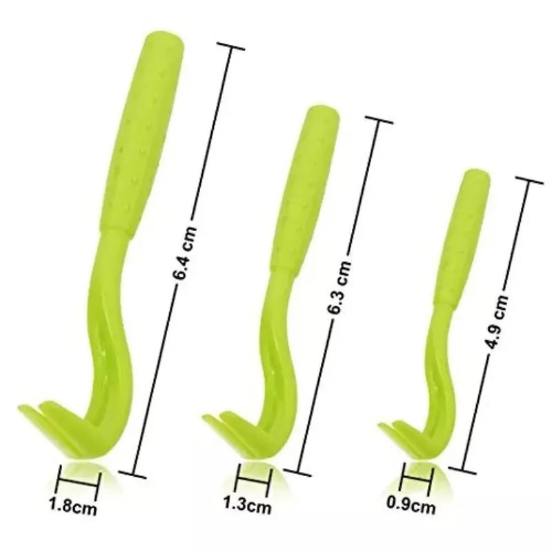 Three blue plastic pet tick removal clip tools with hook design for dogs and cats