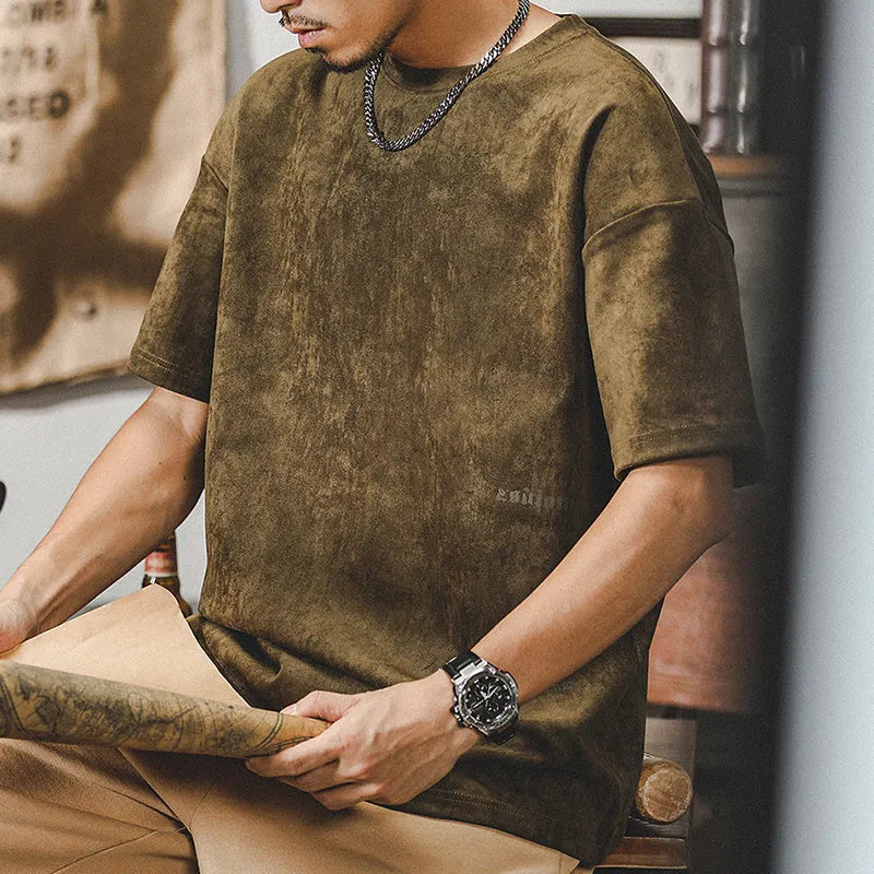 Retro washed T-shirt heavy short-sleeved shirt for men in loose fit with letter print
