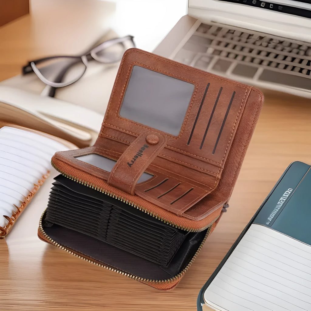 Women's PU leather zip coin purse with integrated card storage in multiple colour options