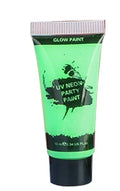 25ml plastic squeeze bottle of neon green face and body paint with a hose-top nozzle.