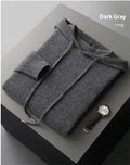 Men's light grey cashmere hoodie and trousers leisure set with hooded sweatshirt
