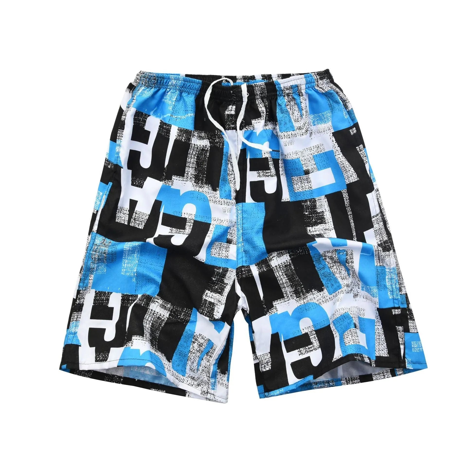 Men's floral print five-point swimming trunks made from polyester in a free size.
