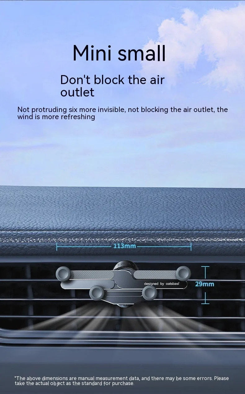 Invisible alloy car mobile phone holder for air vent mounting with snap-on installation