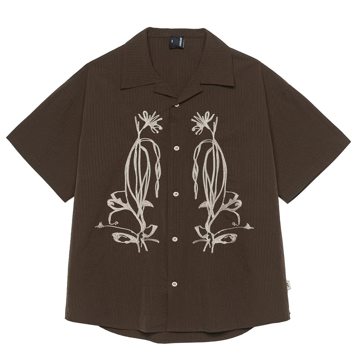 Brown coffee striped waterproof quick-drying Cuban collar shirt for outdoor camping