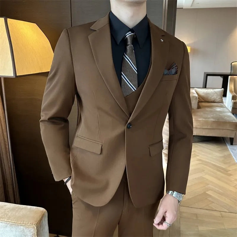 Men's slim fit business formal wear jacket in chemical fibre blend fabric available in multiple sizes