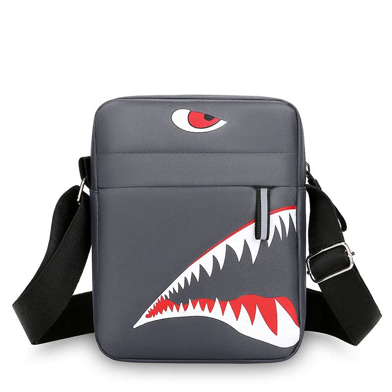 Men's small casual crossbody shoulder bag in Oxford cloth with animal print pattern