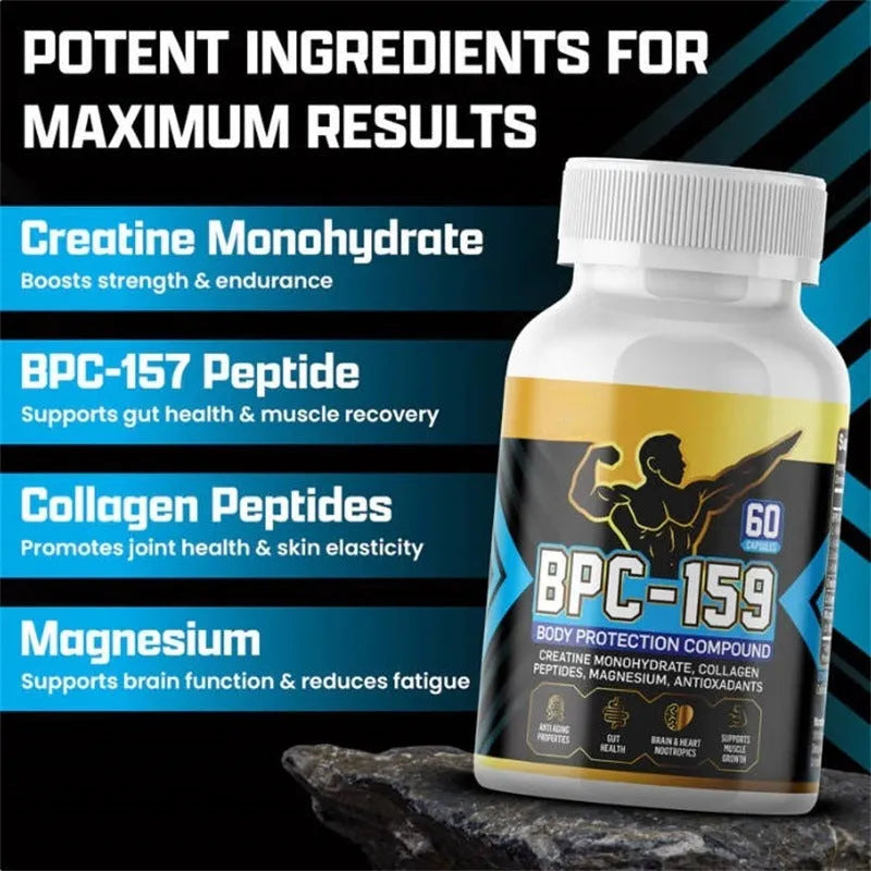 Body energy supplement capsules in a bottle for general wellness support