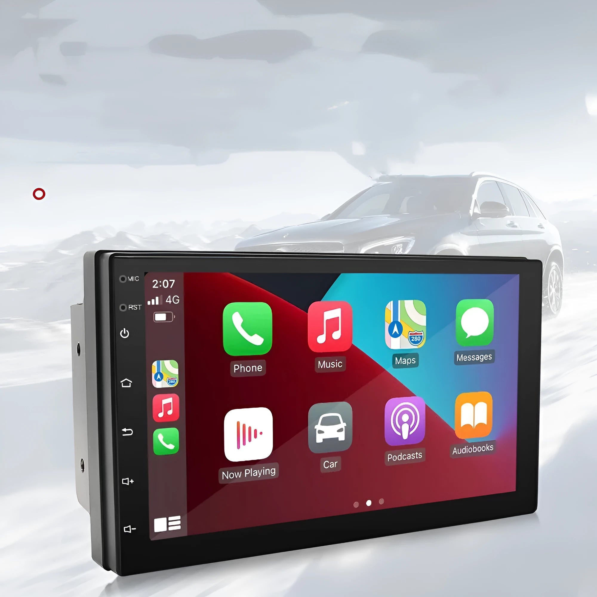 Black universal 7-inch car MP5 player with GPS navigation and CarPlay for manual transmission vehicles