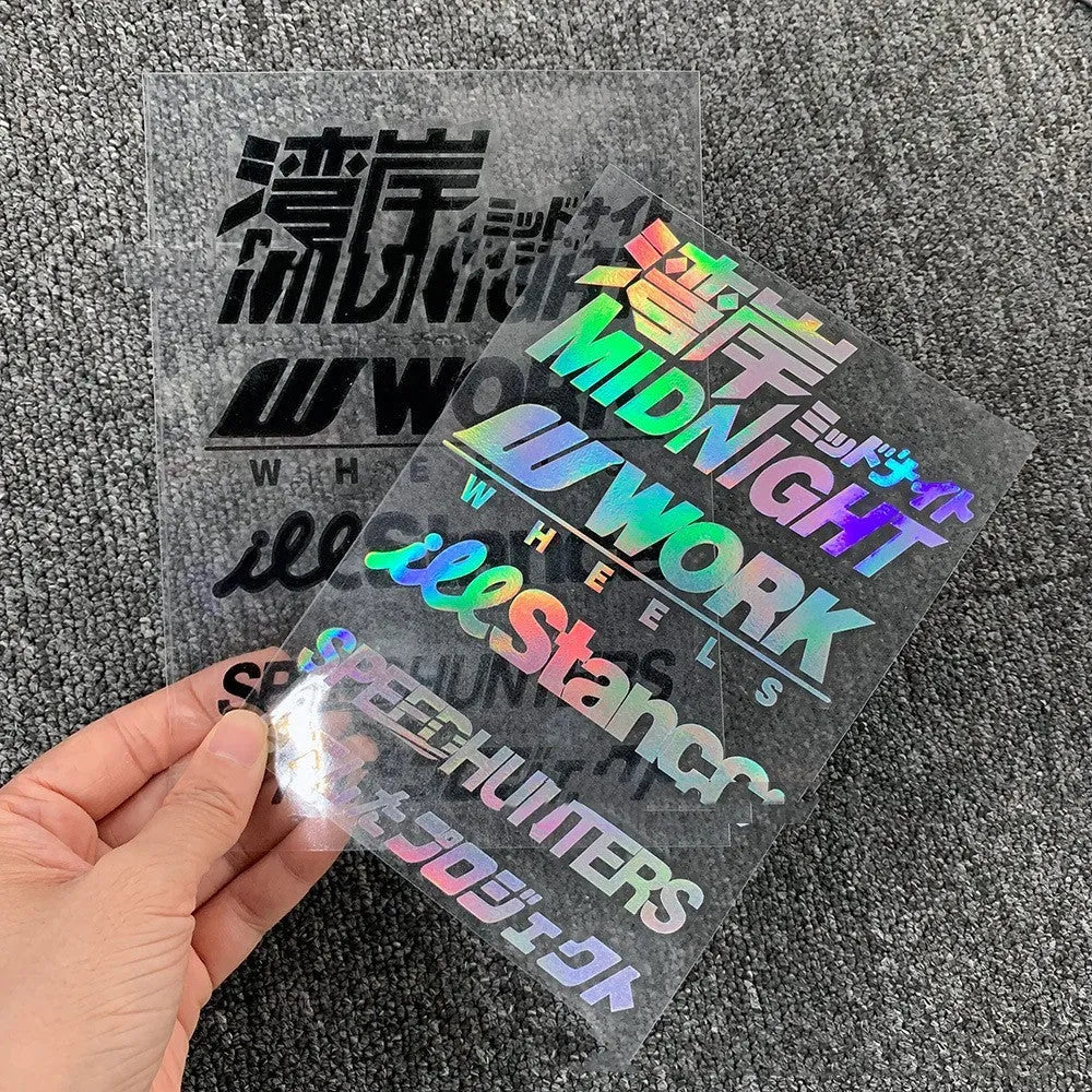Motorcycle reflective bumper sticker PET plastic decal 16cm by 11cm in multiple colour options