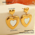 Gold electroplated stainless steel heart-shaped fritillary earrings for women