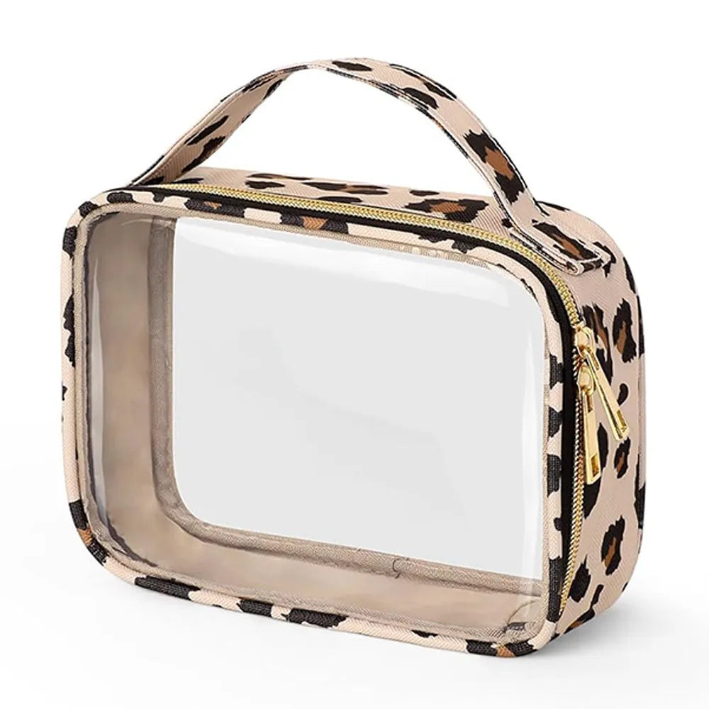 Transparent PVC lipstick storage wash bag with chain handle in multiple colour options