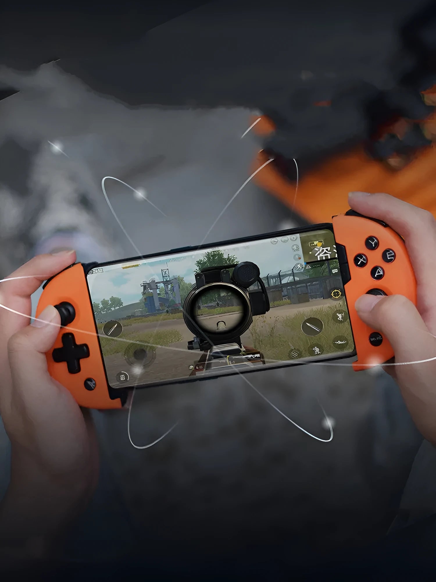 Feizhi Wee 2T USB mobile game controller in blue or orange colour.