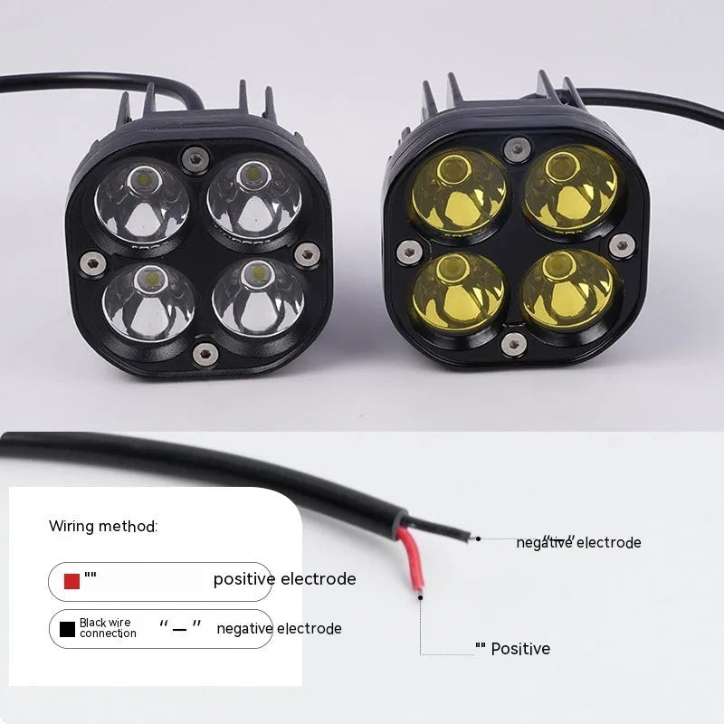 Four-leaf clover pattern vehicle spotlight with aluminium mounting plate for motorcycle car modification