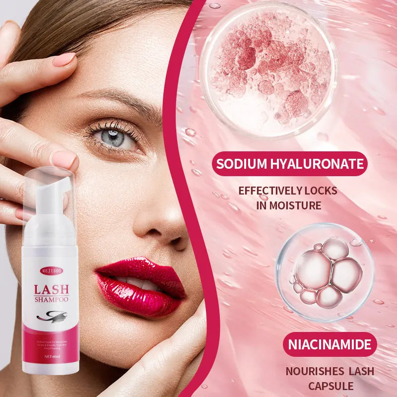 Lash shampoo mousse eyelash cleaning solution 60ml in 3.7cm × 13.5cm packaging