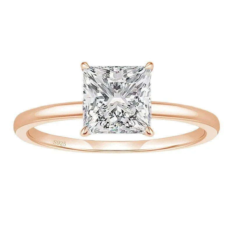 Polished 925 silver geometric simple ring for women on a white background.