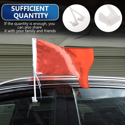 Ten white plastic car window flag pole holder clips on a flat surface.