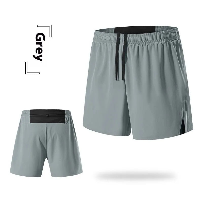 Men's off-road running shorts in red, black, navy blue, or grey with high waist design