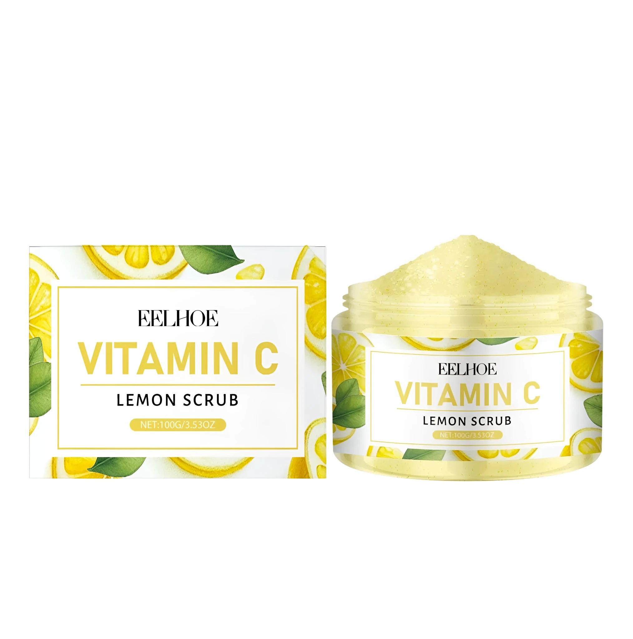 100g tube of lemon exfoliating facial scrub cream with walnut shell powder and vitamin C.