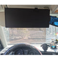Portable retractable car sun visor in black PU leather, universal fit, 31cm width