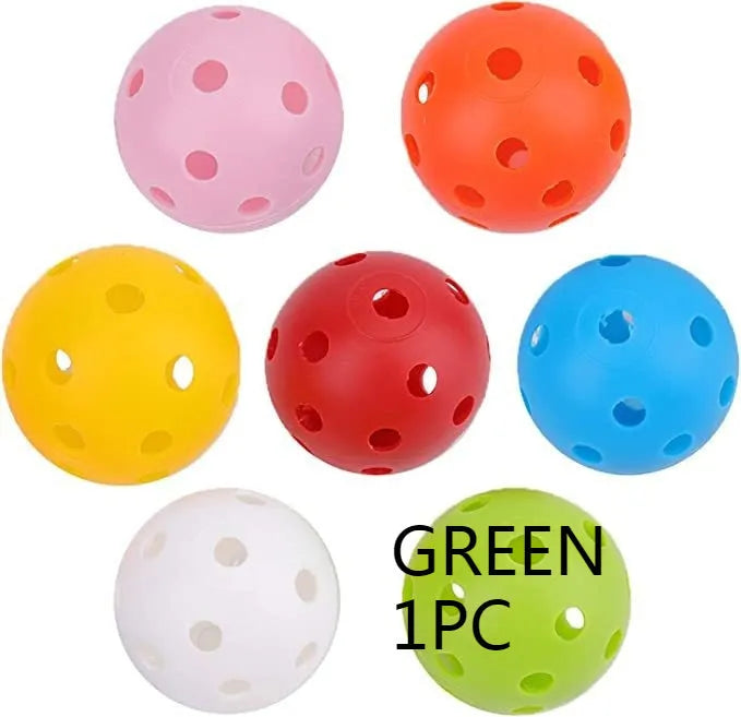 Multi-colour 42mm golf practice balls in blue, green, orange, red, white and yellow colours