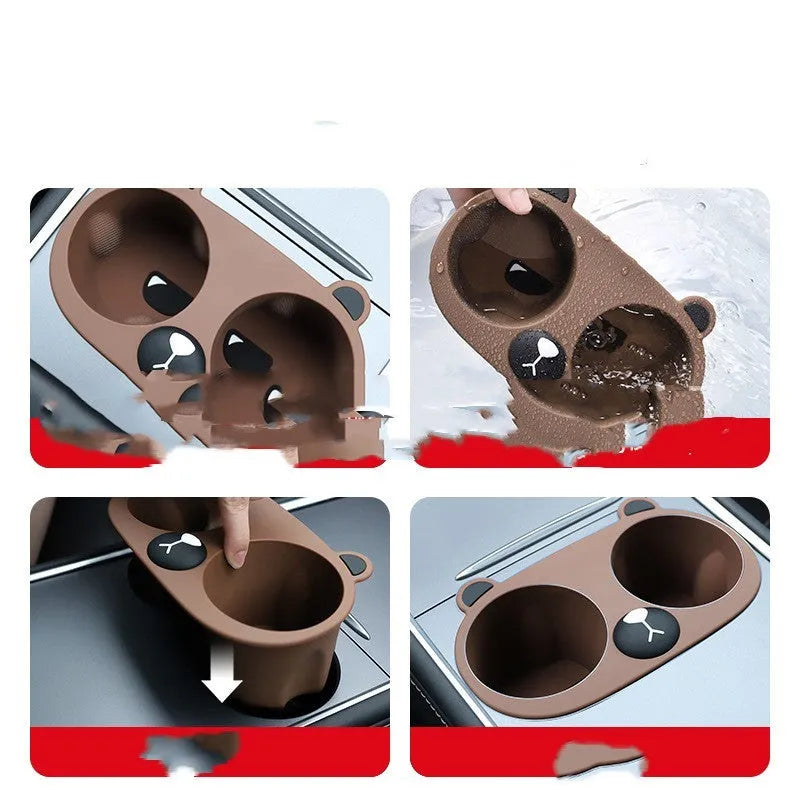Flexible silicone cup holder limiter insert for vehicle centre console in grey colour
